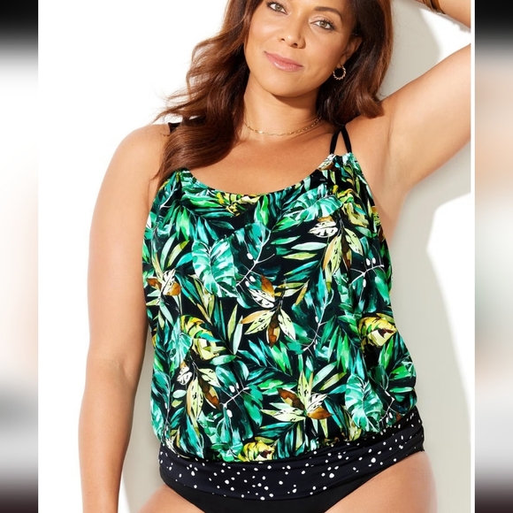 Swimsuits For All Other - Tropical Leaf Print Tankini Top